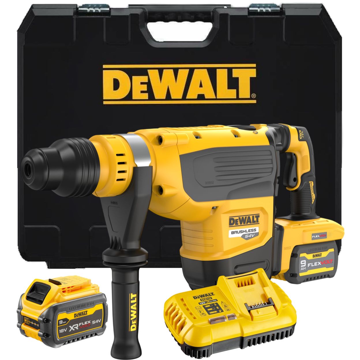 Аккумуляторный перфоратор DEWALT DCH735X2, 54 В, 13.3 Дж, 2705 уд/мин, с 2 АКБ 3 Ач и ЗУ, в кейсе (DCH735X2-QW)