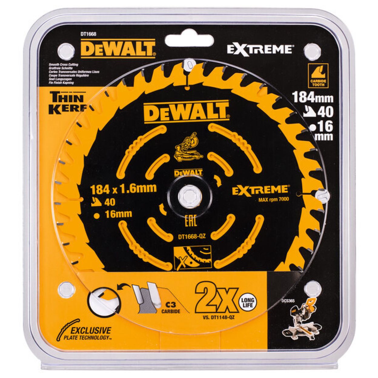 Диск пильный по дереву DEWALT DT1668, 184х16 мм (DT1668-QZ)