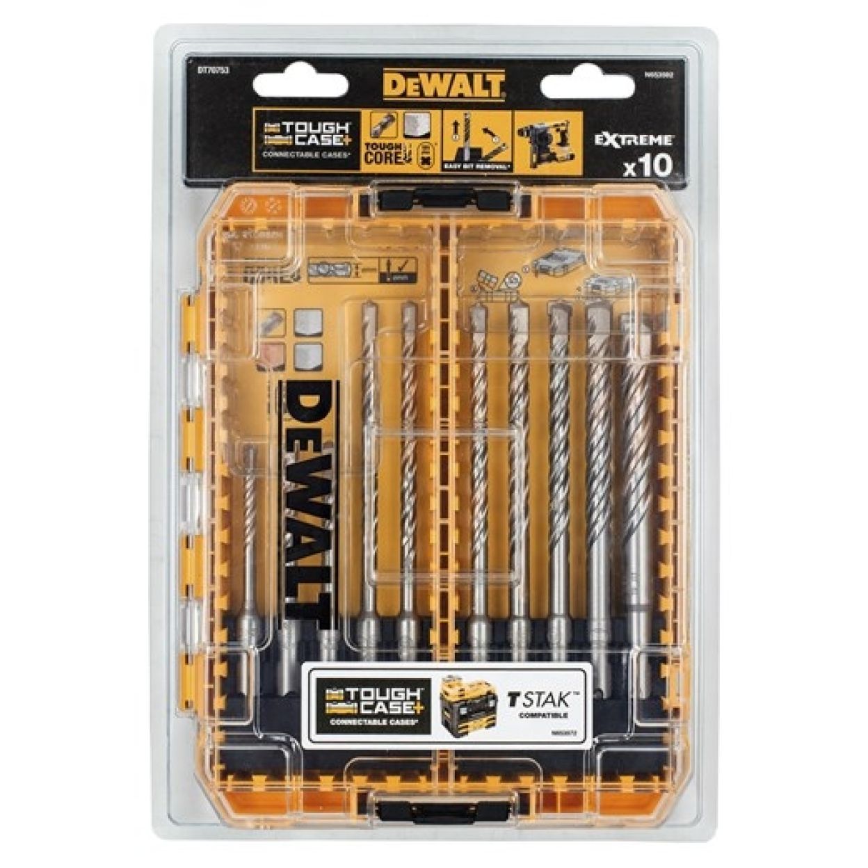 Набор буров в кейсе DEWALT DT70753, EXTREME SDS-plus 5-12мм, 10 предметов