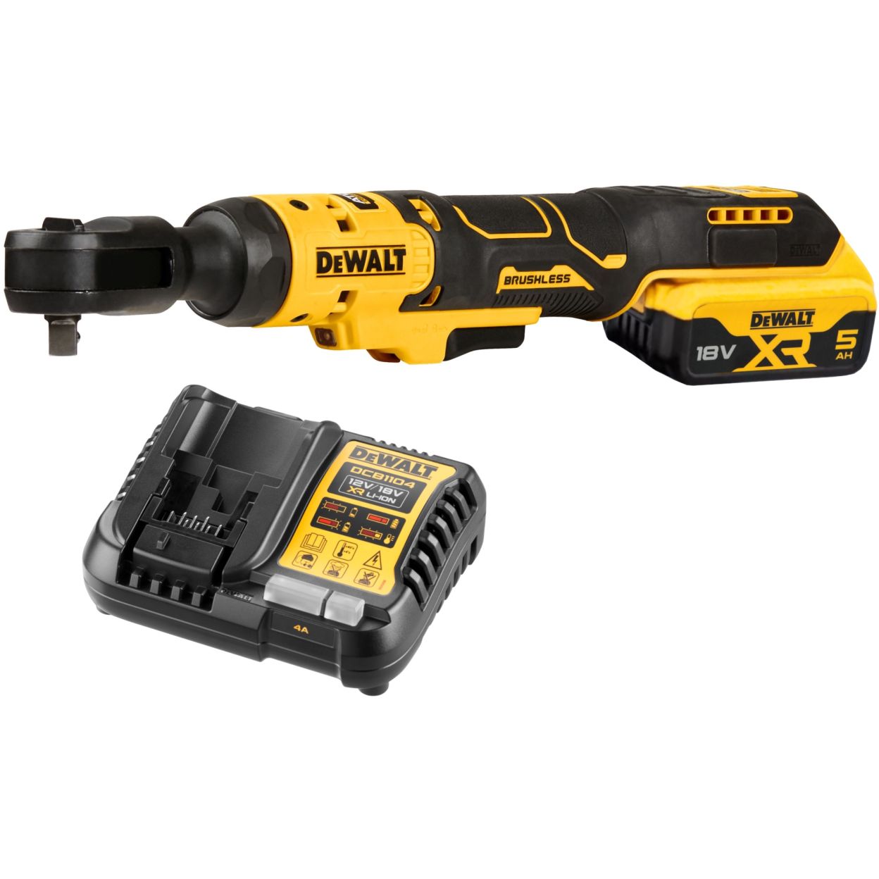 Аккумуляторный угловой гайковерт DEWALT DCF513P1, 18 В, 95 Нм, 250 об/мин, с АКБ 5 Ач и ЗУ (DCF513P1N-XJ)