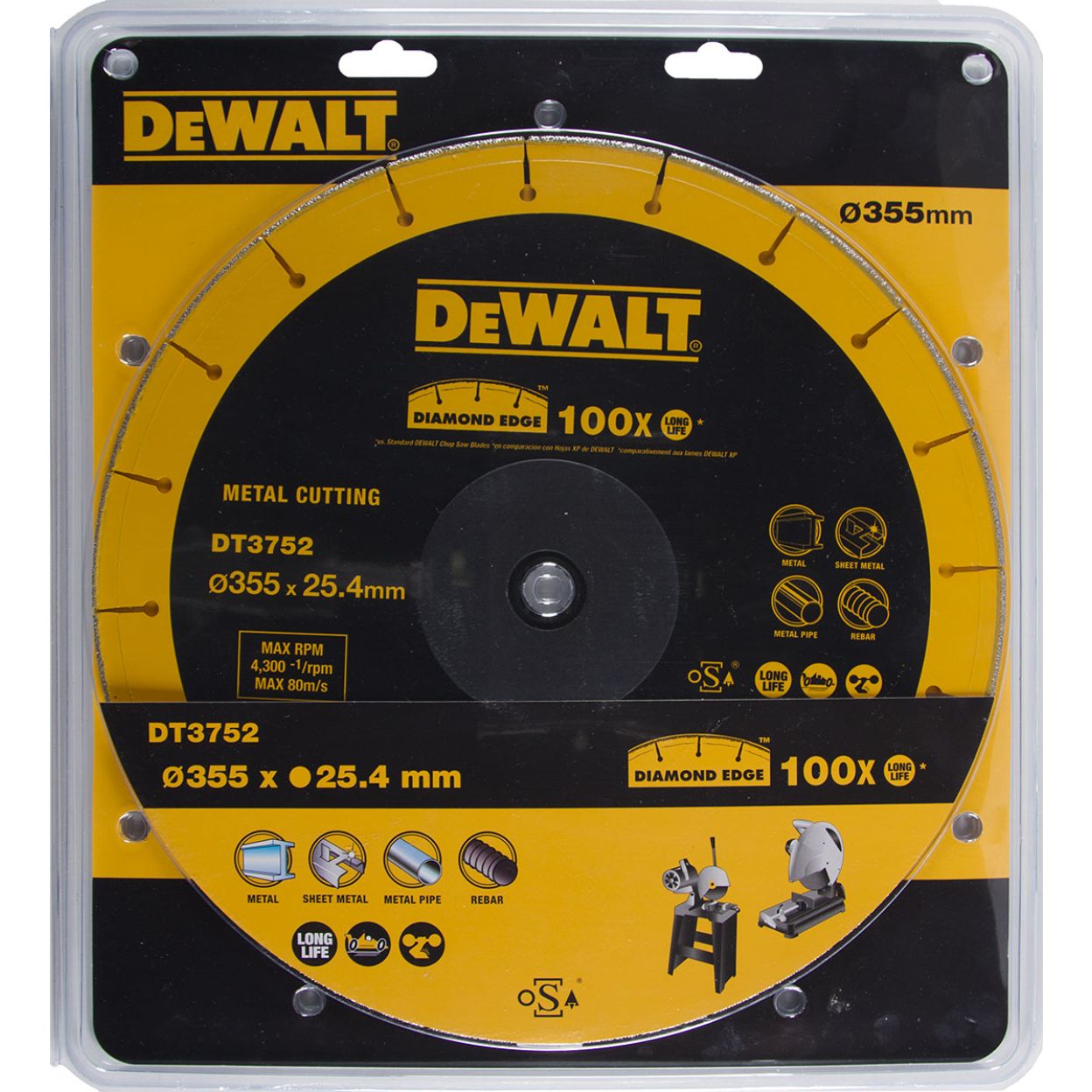 Алмазный круг по металлу DEWALT DT3752, 355 x 25.4 x 1.6, h=3