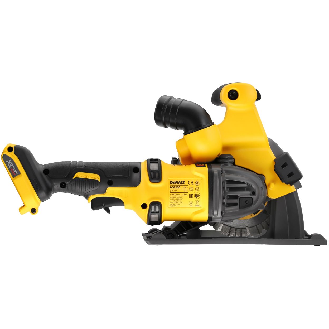 Аккумуляторный штроборез DEWALT DCG200X1T, 54 В, 125 мм, 9000 об/мин, с АКБ 3 Ач и ЗУ, в кейсе TSTAK (DCG200X1NT-XJ)