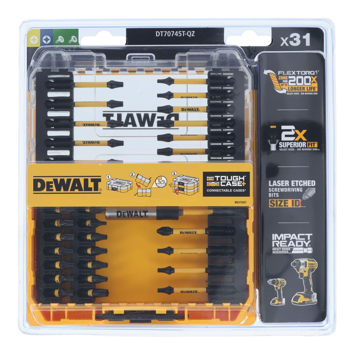 Набор бит DEWALT FLEXTORQ, 31 шт, 25 мм, в кейсе, DT70745T