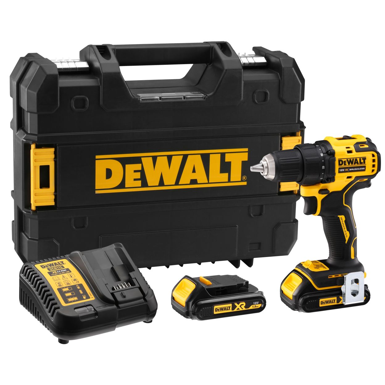 Аккумуляторная дрель-шуруповерт DEWALT DCD708S2T, 18 В, 1650 об/мин, с 2 АКБ 1.5 Ач и ЗУ, в кейсе TSTAK (DCD708S2T-QW)