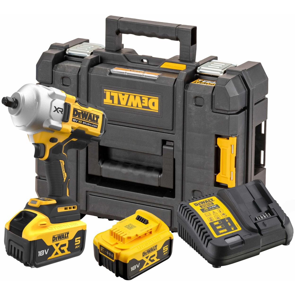 Аккумуляторный гайковерт DEWALT DCF961P2T, 18 В, 2372 Нм, 1890 уд/мин, с 2 АКБ 5 Ач и ЗУ, в кейсе TSTAK (DCF961P2T-QW)