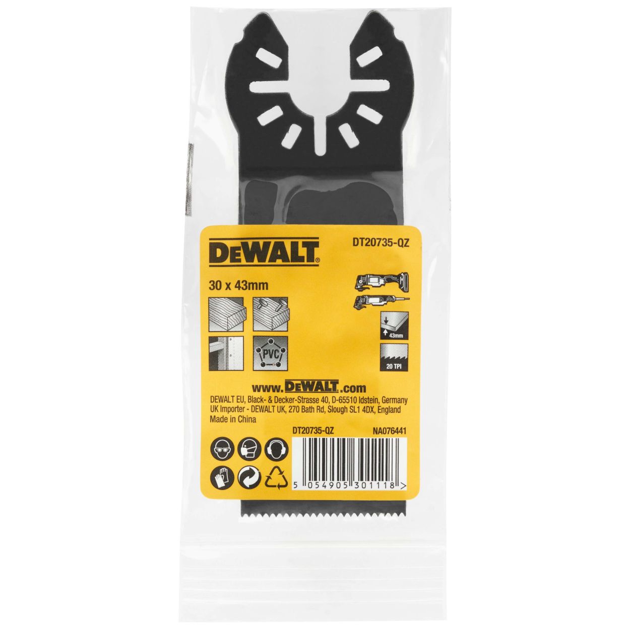 Пильное полотно по дереву с гвоздями DEWALT DT20735, для реноватора, 30х43 мм