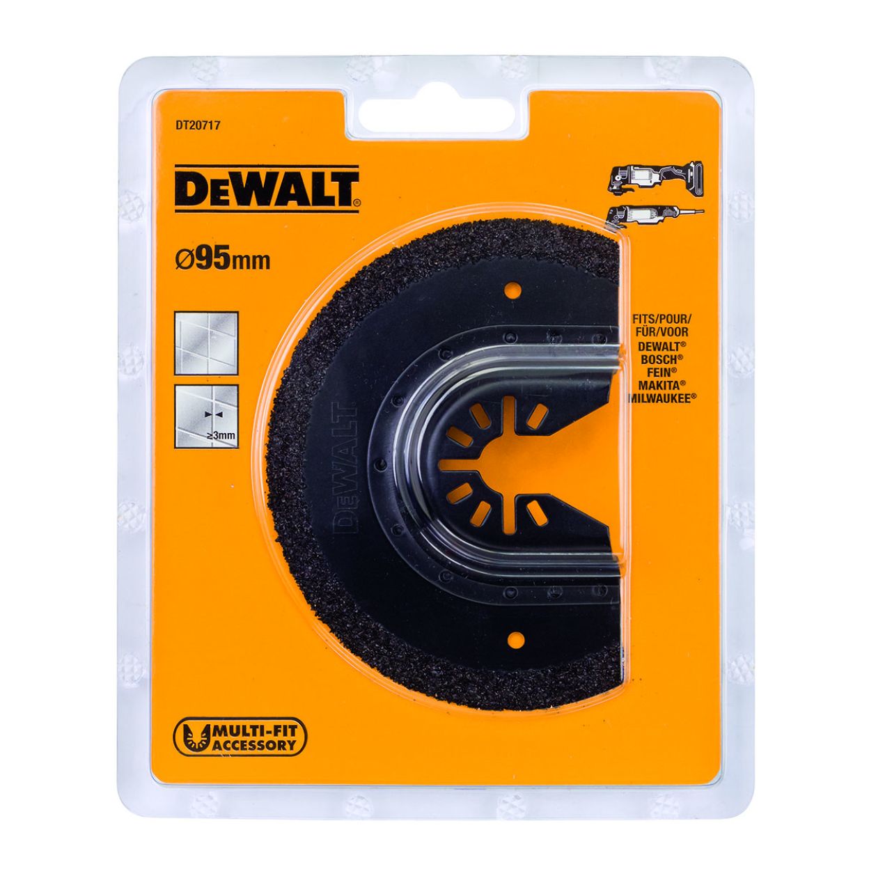 Насадка для мультитул сегментированный круг карбидная крошка DEWALT DT20717, 25 x 95 x 3 мм, по межплиточным швам