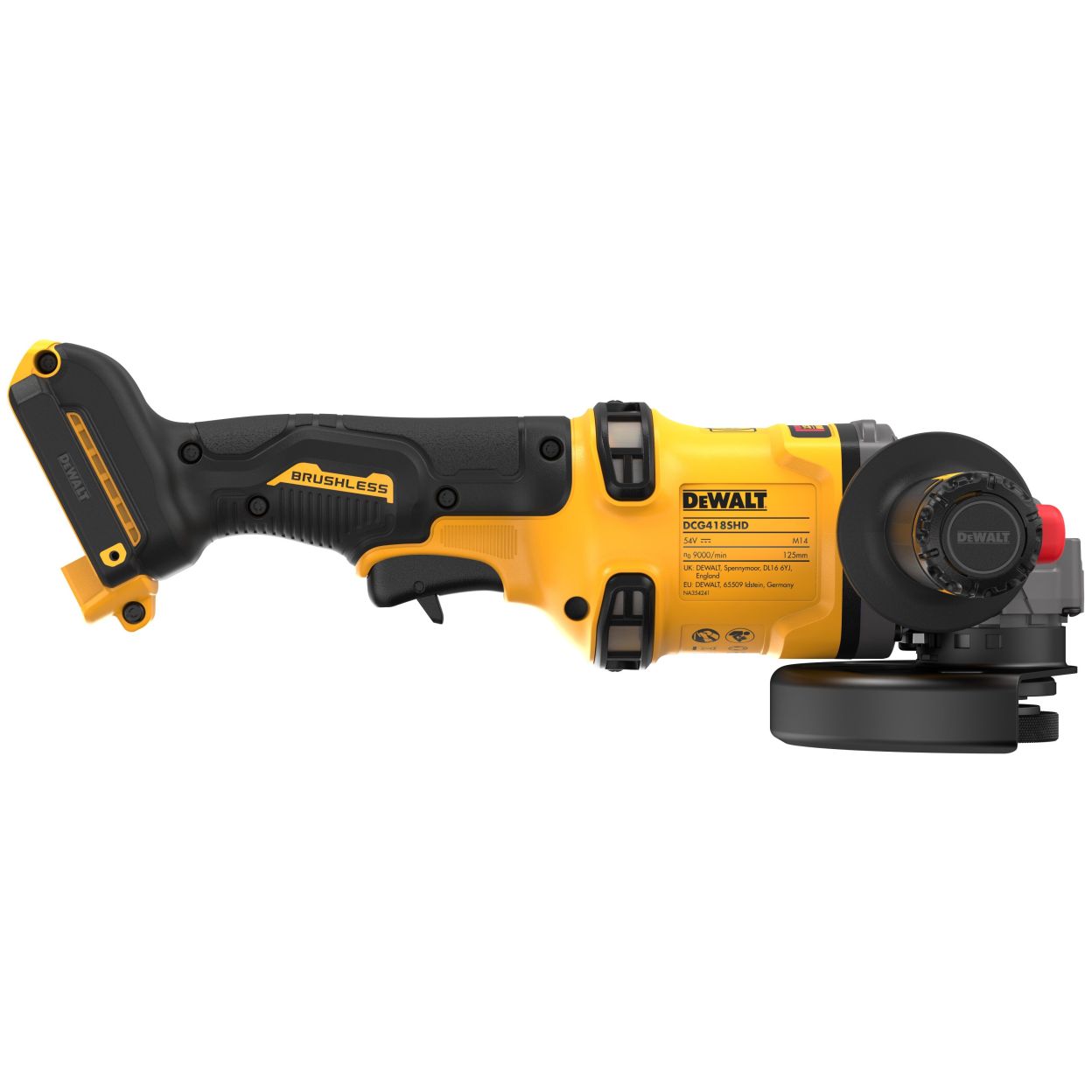Аккумуляторная угловая шлифмашина DEWALT DCG418SHDN, 54 В, 125 мм, 9000 об/мин, без АКБ и ЗУ (DCG418SHDN-XJ)