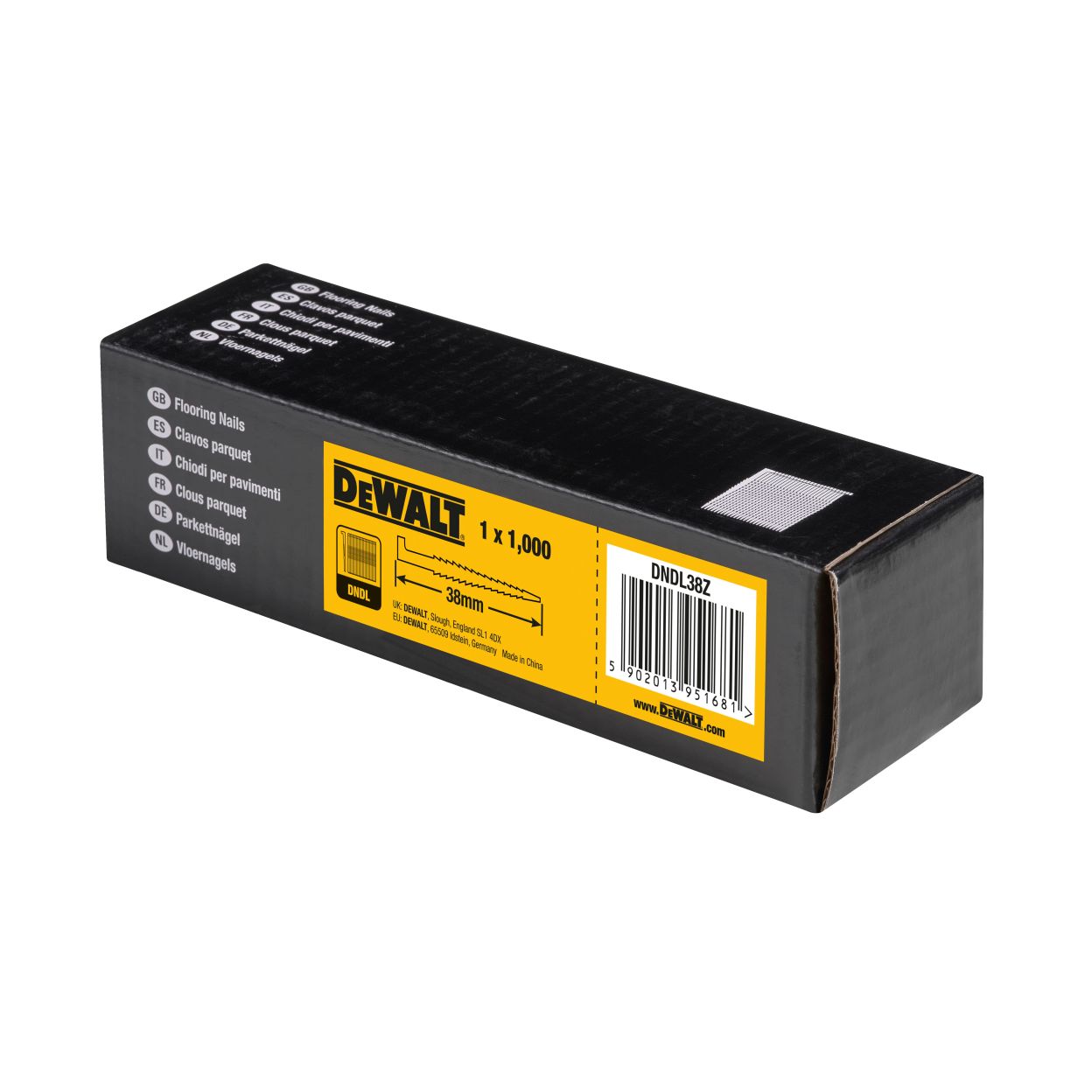 Гвозди DEWALT DNDL38Z, для нейлера, оцинкованные, 16GA, 38x1.6 мм, 1000 шт.