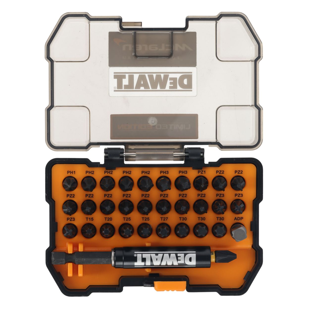Набор бит DEWALT McLaren Limited Edition DT70900T, PH/PZ/Torx, 25 мм, 32 шт., в кейсе (DT70900T-QZ)