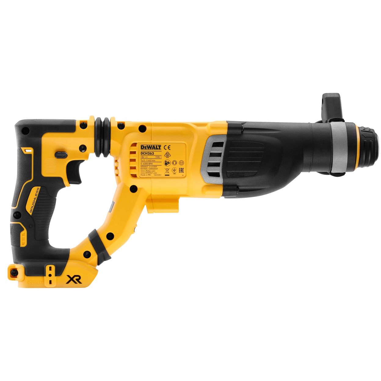 Аккумуляторный перфоратор DEWALT DCH263P2, 18 В, 3 Дж, 4300 уд/мин, с 2 АКБ 5 Ач и ЗУ, в кейсе (DCH263P2-QW)