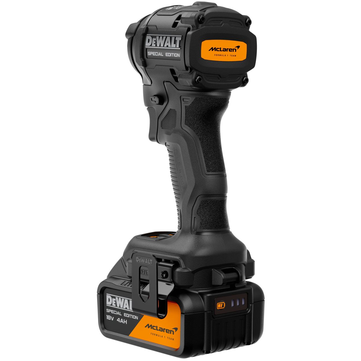 Аккумуляторный шуруповерт DEWALT McLaren Limited Edition DCF86MM2T, 18 В, 205 Нм, 3800 уд/мин, с 2 АКБ 4 Ач и ЗУ, в кейсе TSTAK