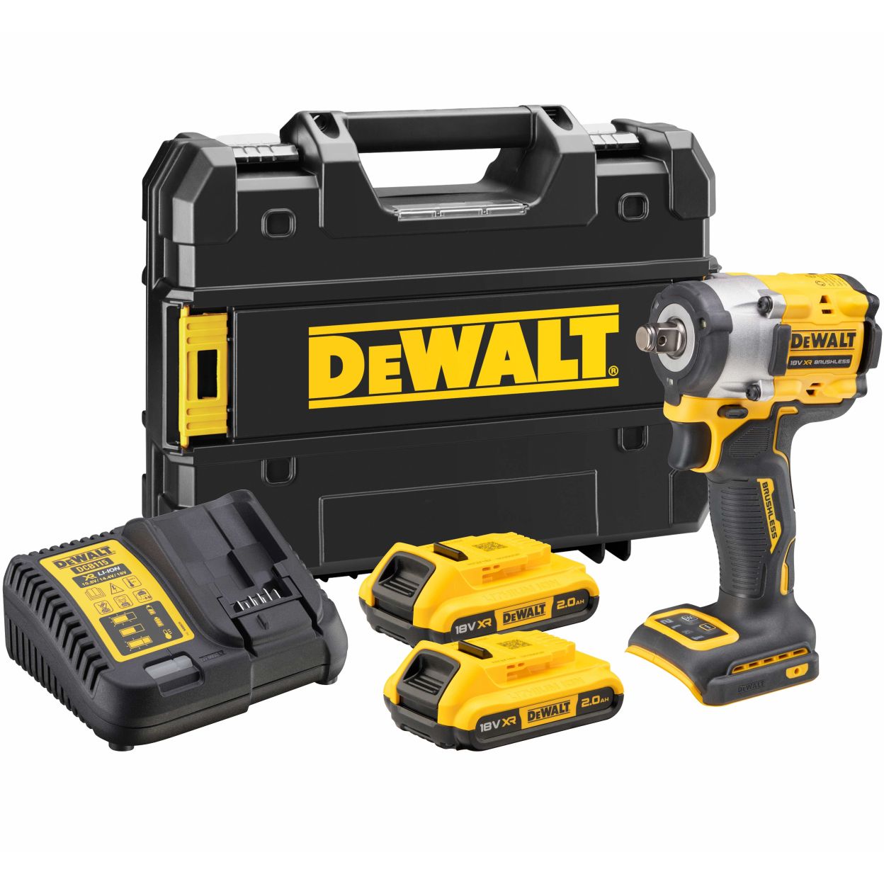 Аккумуляторный гайковерт DEWALT DCF921D2T, 18 В, 610 Нм, 3550 уд/мин, с 2 АКБ 2 Ач и ЗУ, в кейсе TSTAK