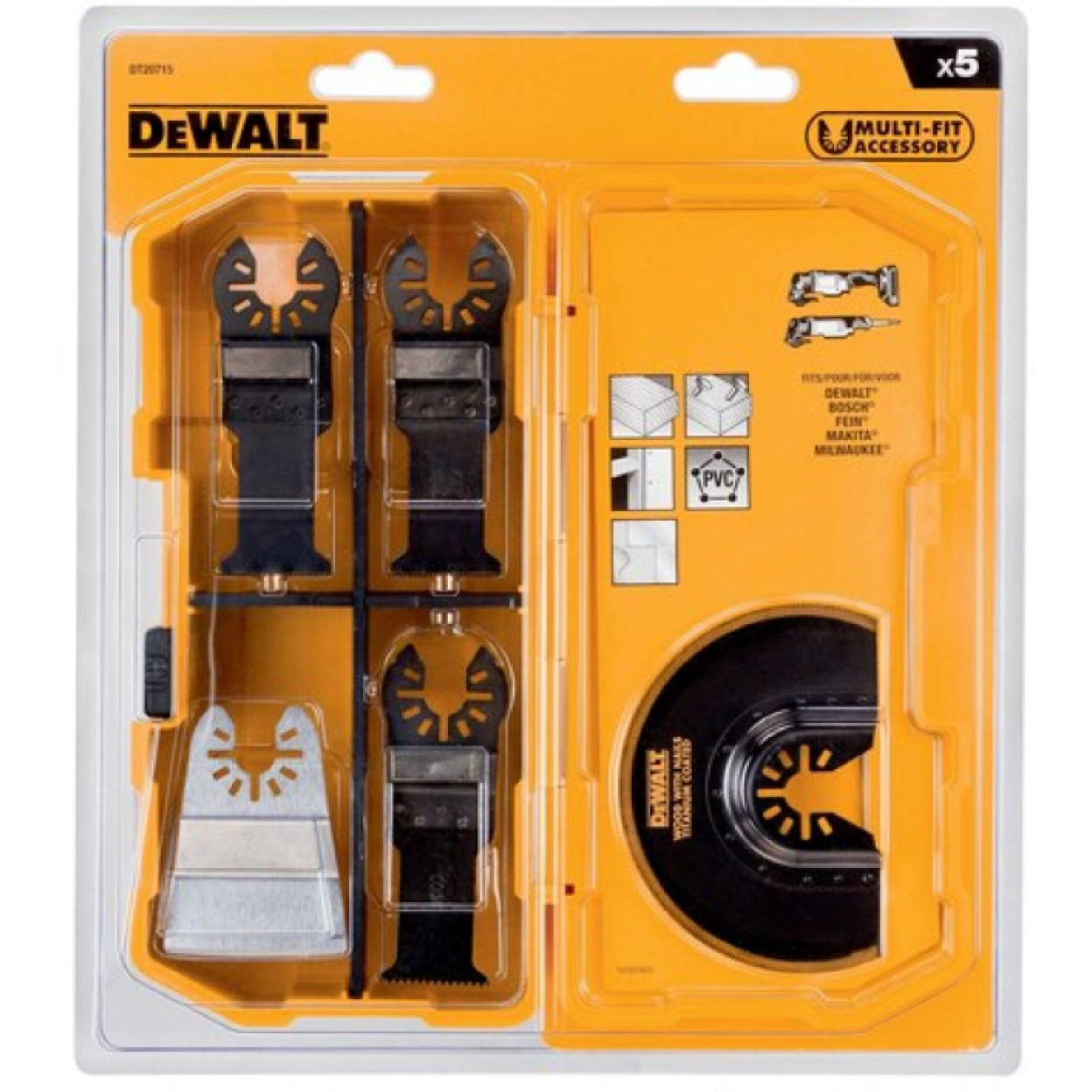 Набор насадок для мультитула DeWALT DT20715, 5 шт.