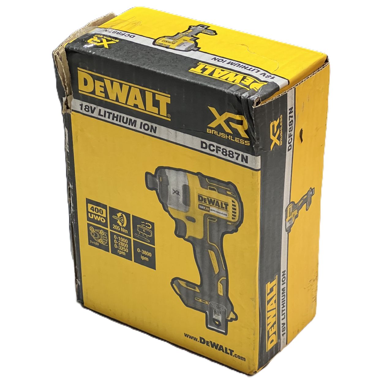 Аккумуляторный шуруповерт DEWALT DCF887N, 18 В, 205 Нм, 3800 уд/мин, без АКБ и ЗУ (DCF887N-XJ/U), уцененный товар