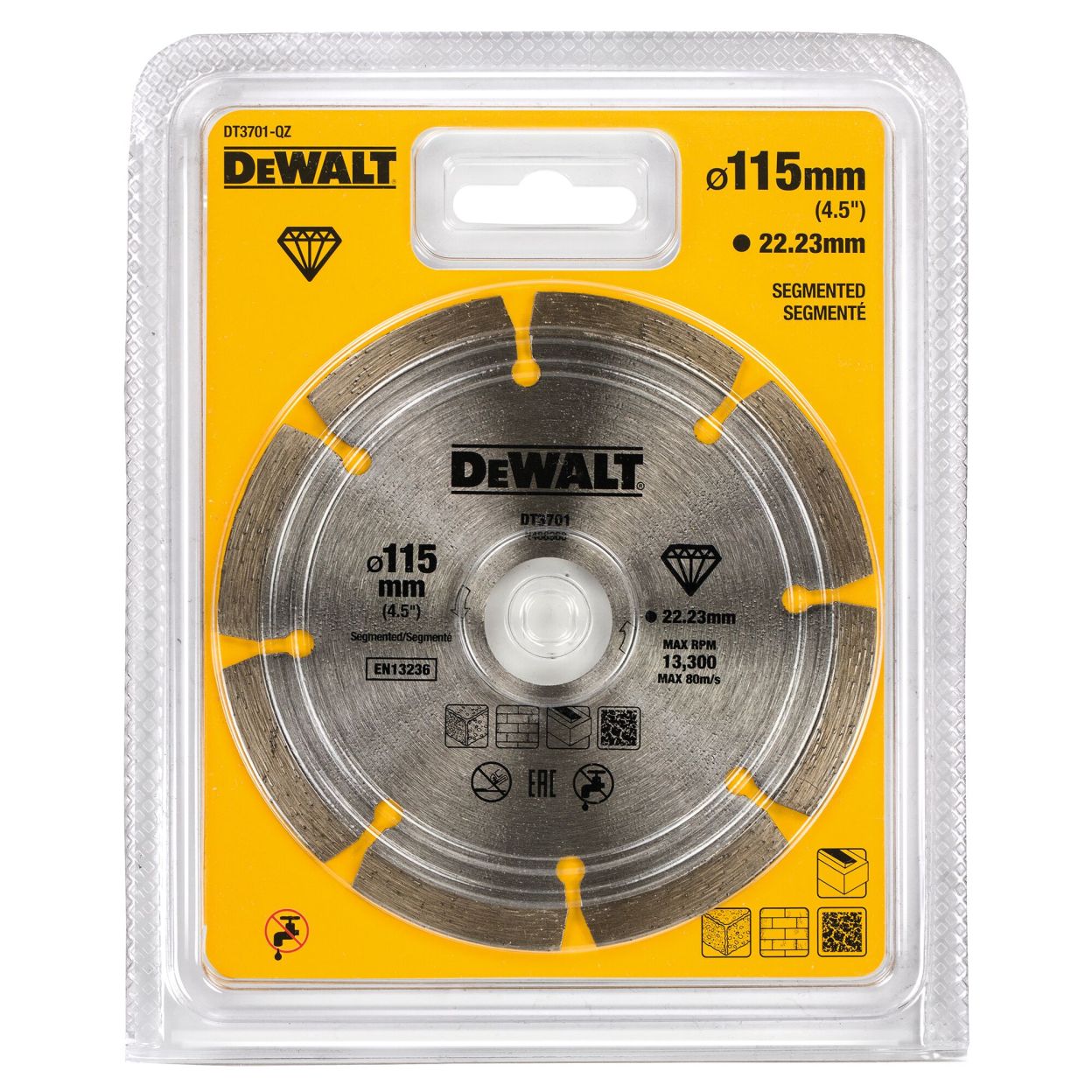 Алмазный круг сегментный универсальный DEWALT DT3701, 115 x 22.2 мм, h=7