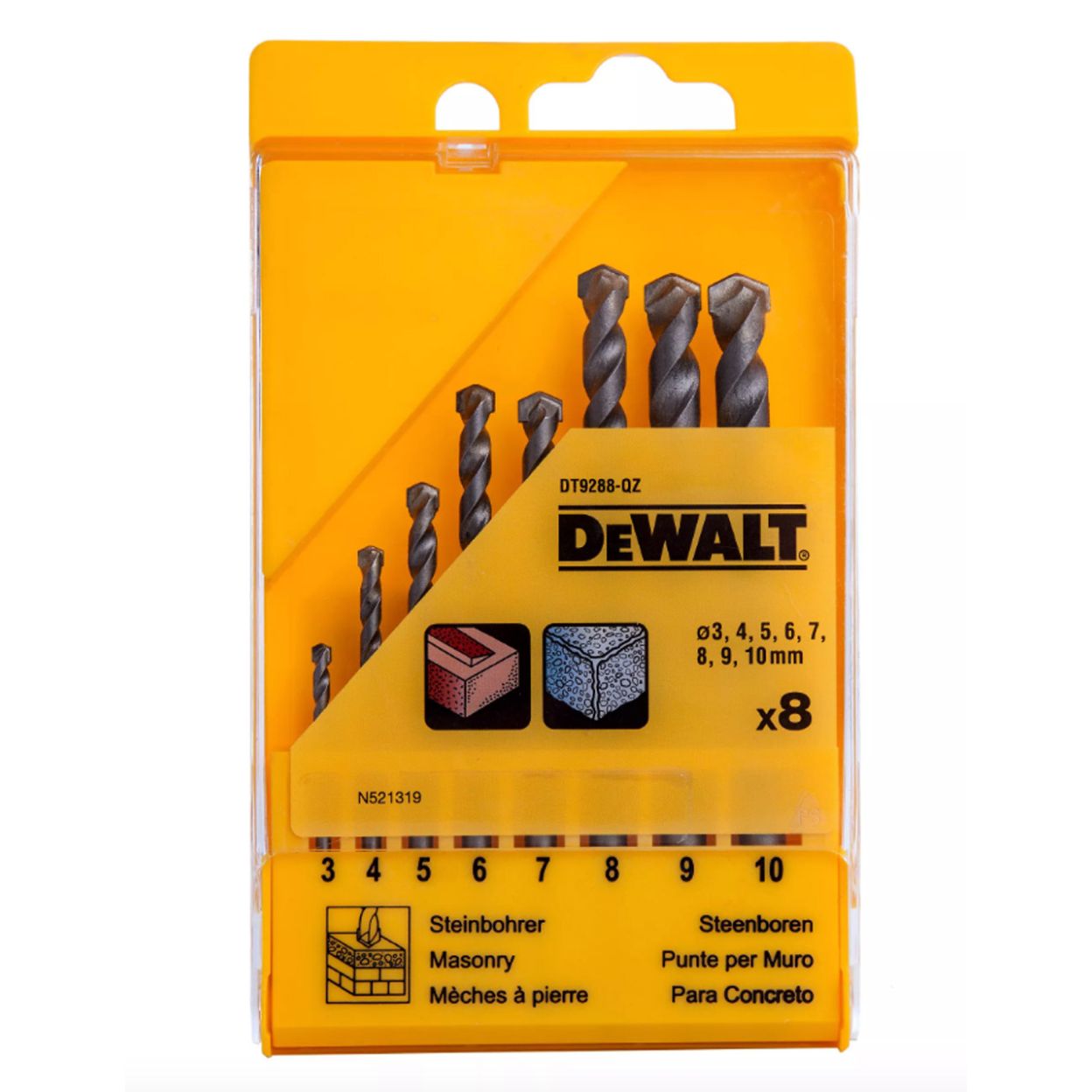 Набор сверл по кирпичу DEWALT DT9288, 3-12 мм, 8 шт.