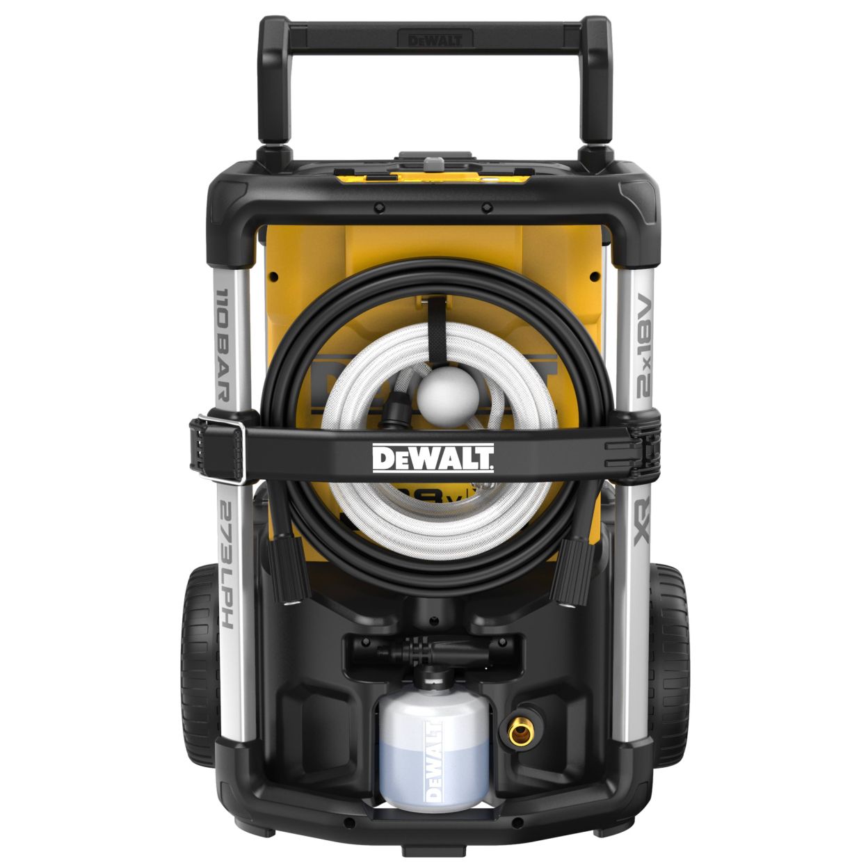 Аккумуляторный набор садовой техники DEWALT, 18 В: мойка высокого давления DCMPW1600 + воздуходувка DCMBL562, с 2 АКБ 5 Ач и ЗУ