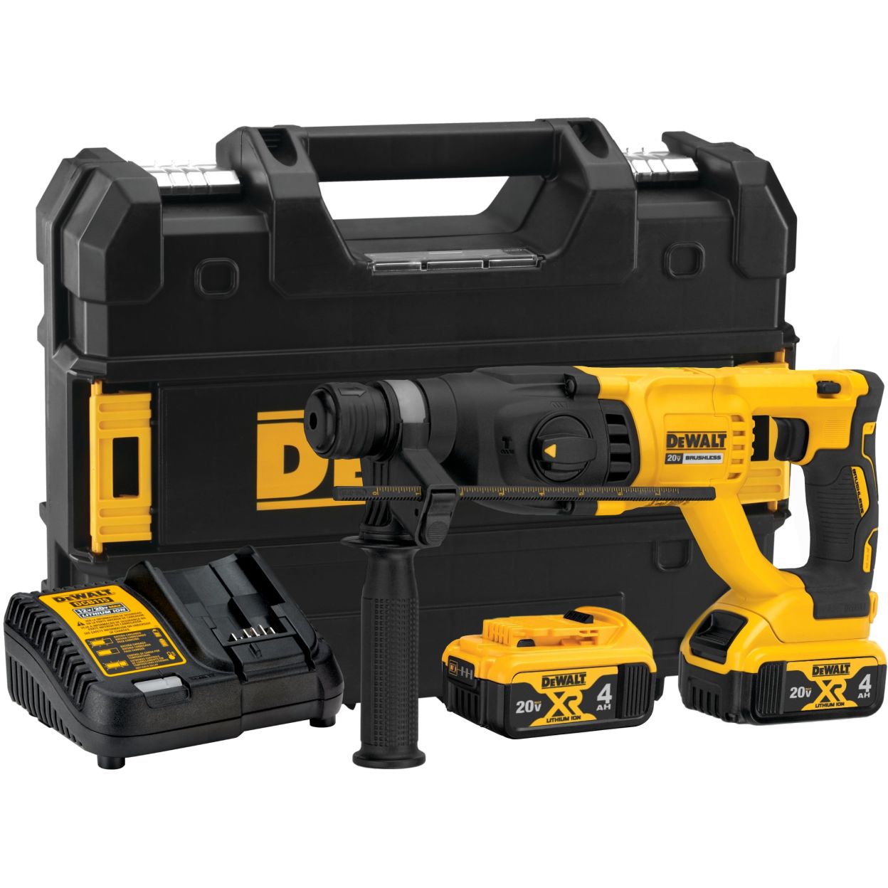 Аккумуляторный перфоратор DEWALT DCH133M2, 20 В, 2.6 Дж, 5500 уд/мин, с 2 АКБ 4 Ач и ЗУ, в кейсе TSTAK (DCH133M2-A9)