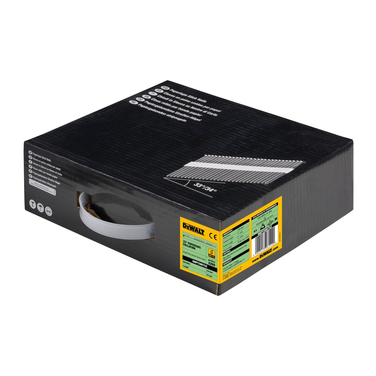 Гвозди DEWALT, для DCN692/DCN690P2, 2,8x75 мм, 33/34, ребристые, 2200 шт., DNPT28R75Z