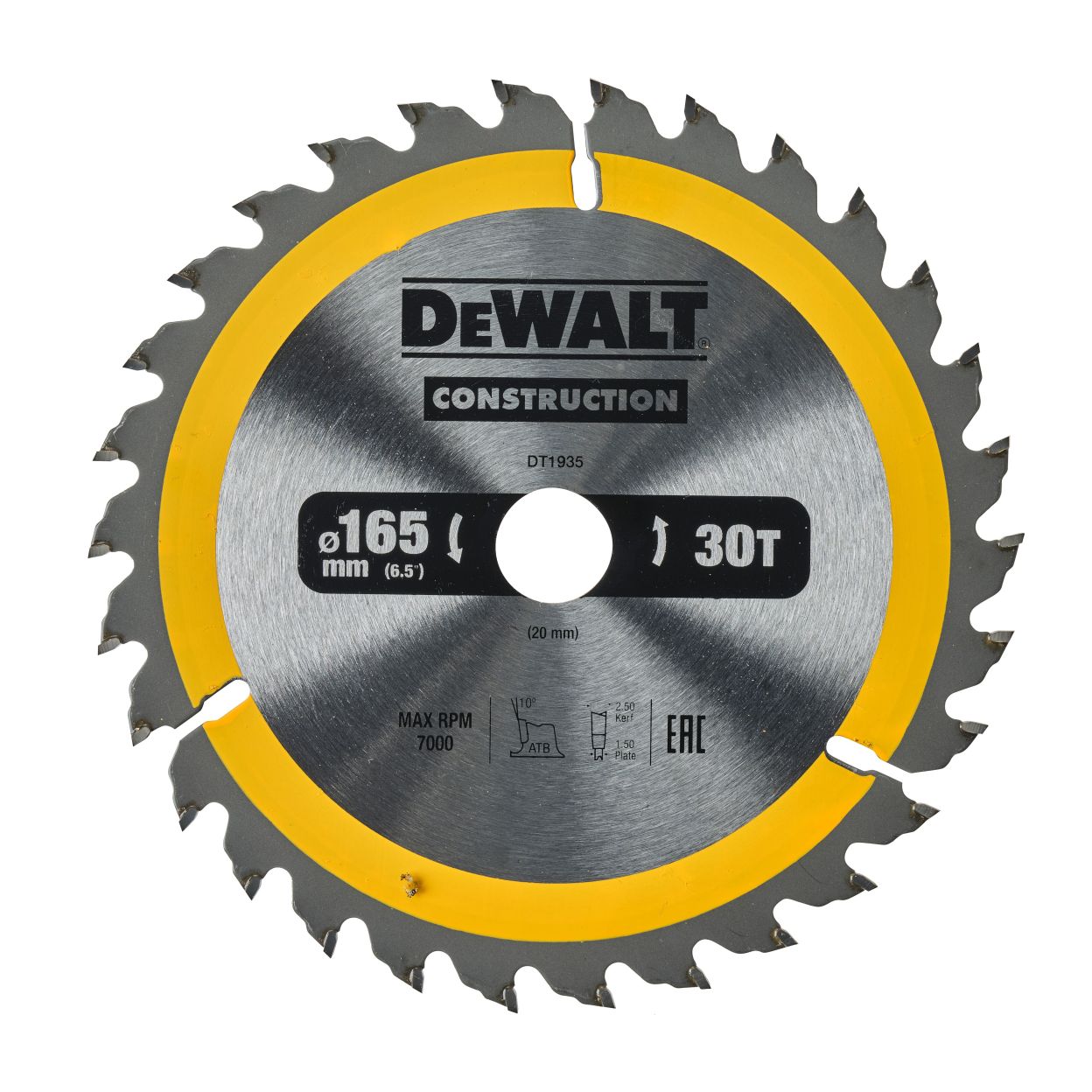 Диск пильный по дереву DEWALT CONSTRUCTION, 165х20х1.5 мм (DT1935-QZ)