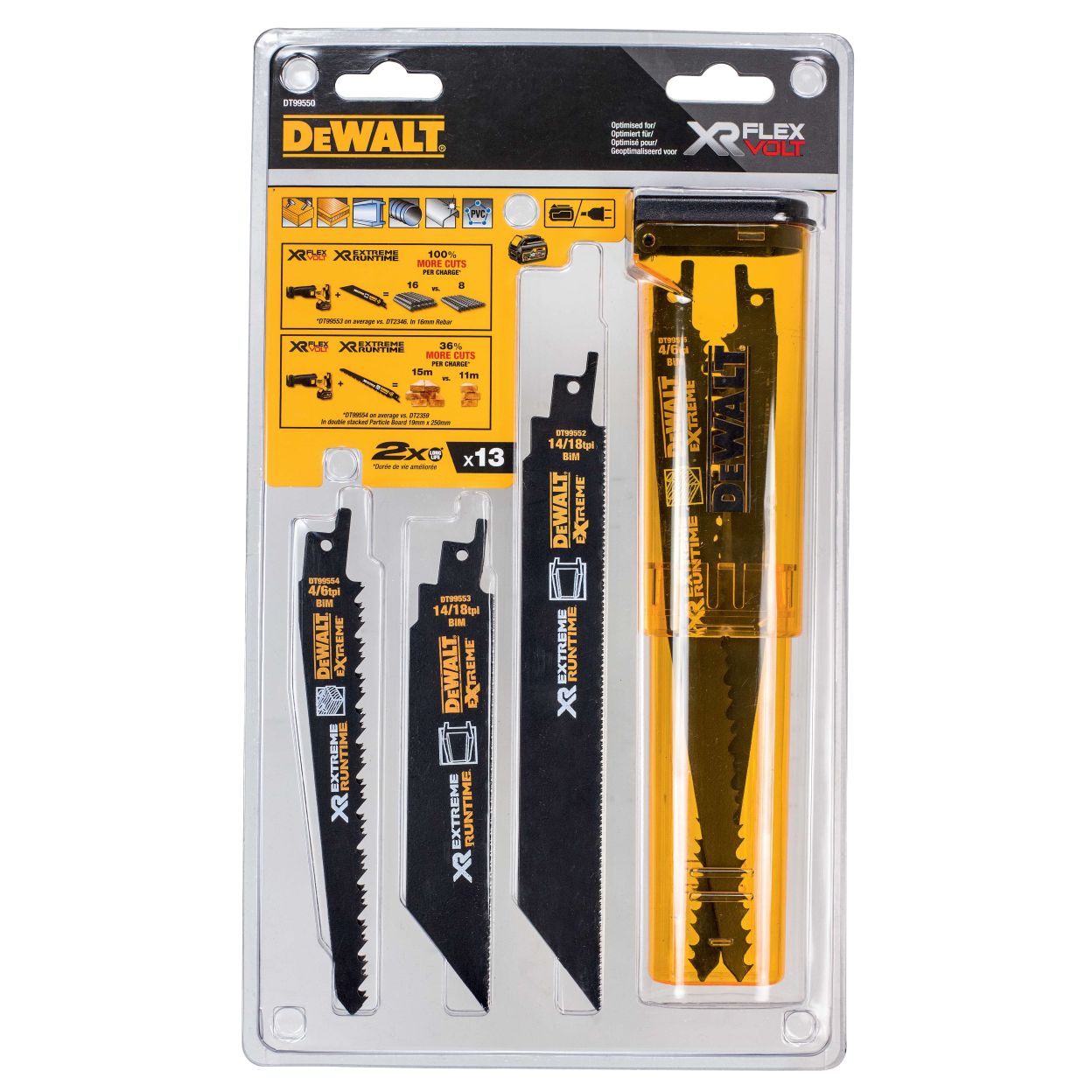Полотно для сабельной пилы DEWALT DT99550, для дерева и металла, 13 шт. (DT99550-QZ)