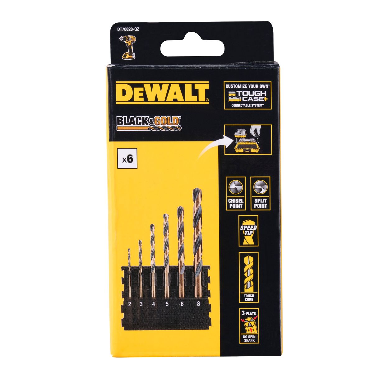 Набор сверл по металлу DEWALT DT70828, 2-8 мм, 6 шт. (DT70828-QZ)