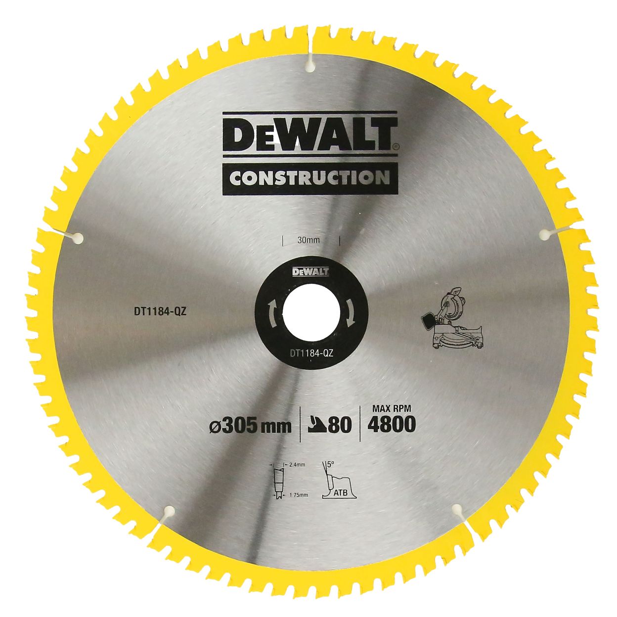 Пильный диск по дереву DEWALT DT1184, 305х30 мм (DT1184-QZ)