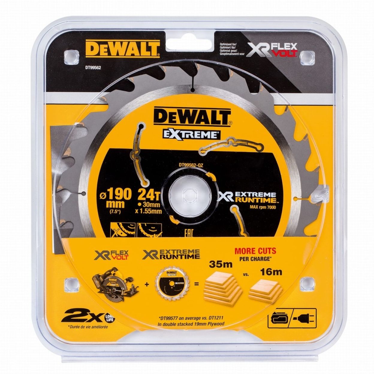 Пильный диск DEWALT EXTREME RUNTIME DT99562, 190/30 мм.