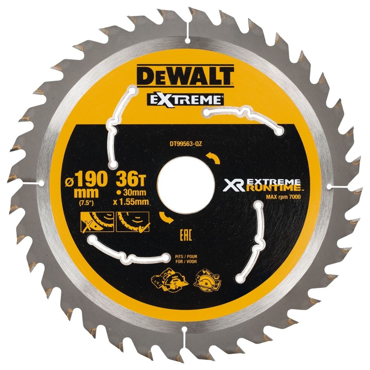 Пильный диск DEWALT EXTREME RUNTIME DT99563, 190/30 мм.