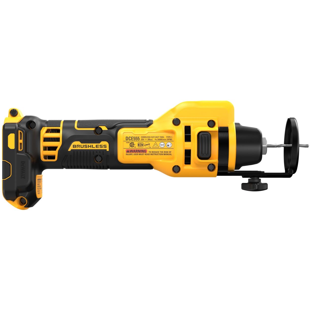 Аккумуляторный фрезер для гипсокартона DEWALT DCE555B, 20 В, 26000 об/мин, без АКБ и ЗУ (DCE555B-XJ)