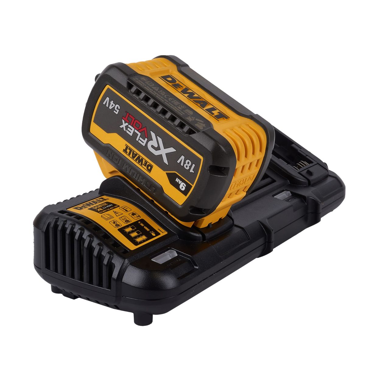 Набор DEWALT DCB132X2: 2 АКБ DCB547, Li-Ion, 18/54 В, 9/3 Ач и двойное зарядное устройство DCB132, 12/14.4/18/54 В, 2x4 А