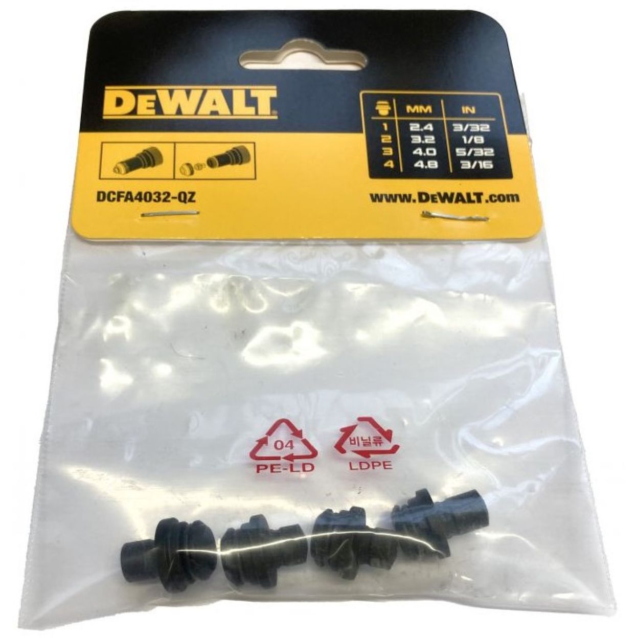 Набор носиков для заклепочного пистолета DEWALT DCFA4032, для DCF403, 2.4/3.2/4/4.8 мм, 4 шт.