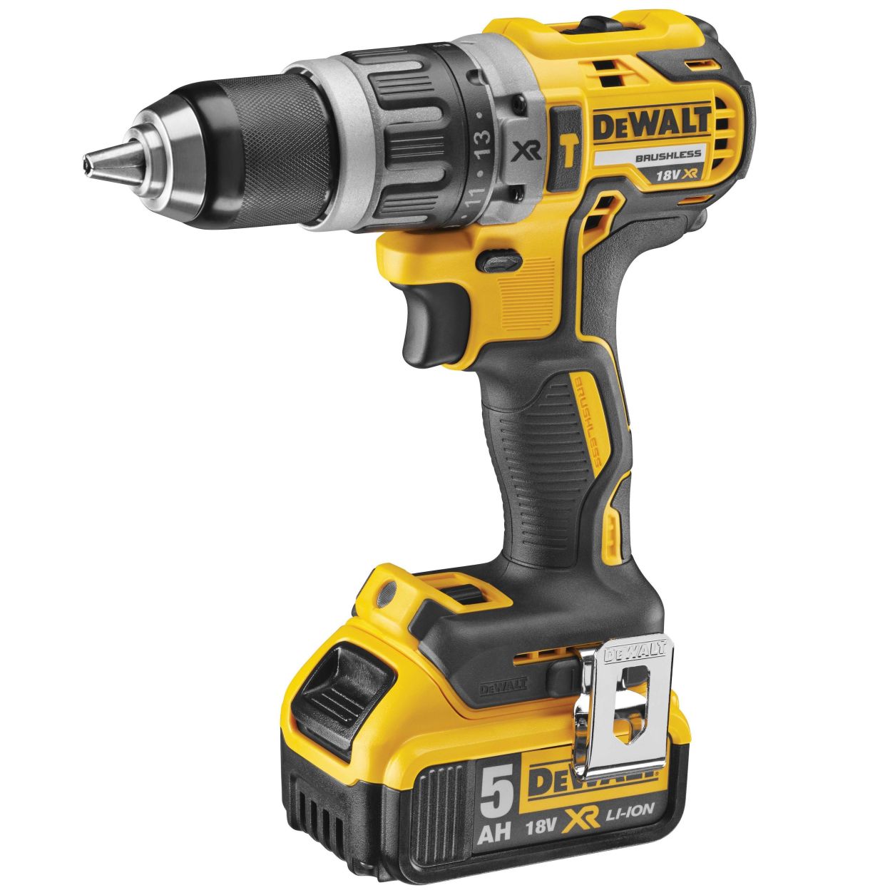 Набор DEWALT DCK422P3, 18 В: дрель DCD796 + шуруповерт DCF887 + УШМ DCG405 + перфоратор DCH273, с 3 АКБ 5 Ач и ЗУ, в 2 кейсах