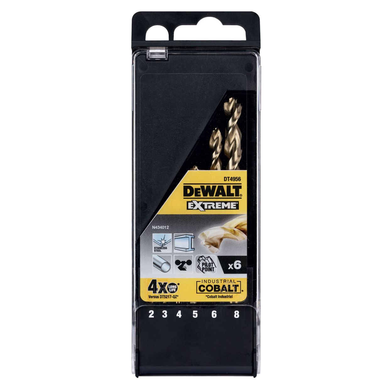 Набор сверл DEWALT DT4956 по металлу, 2/3/4/5/6/8 мм, 6 шт. (DT4956-QZ)