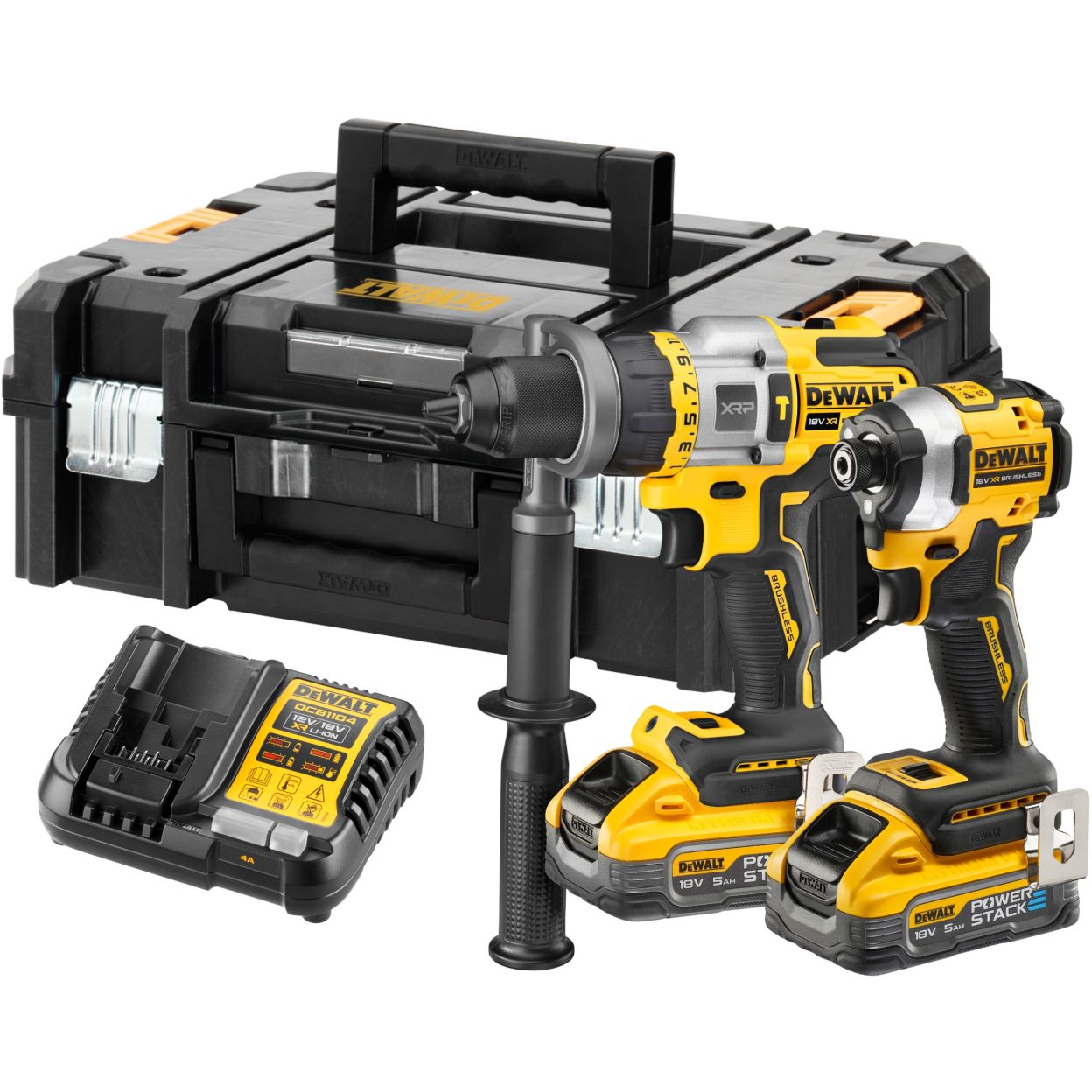 Аккумуляторный набор DEWALT DCK2052H2T, 18 В: дрель-шуруповерт DCD999 + шуруповерт DCF850, с 2 АКБ 5 Ач и ЗУ, в кейсе TSTAK