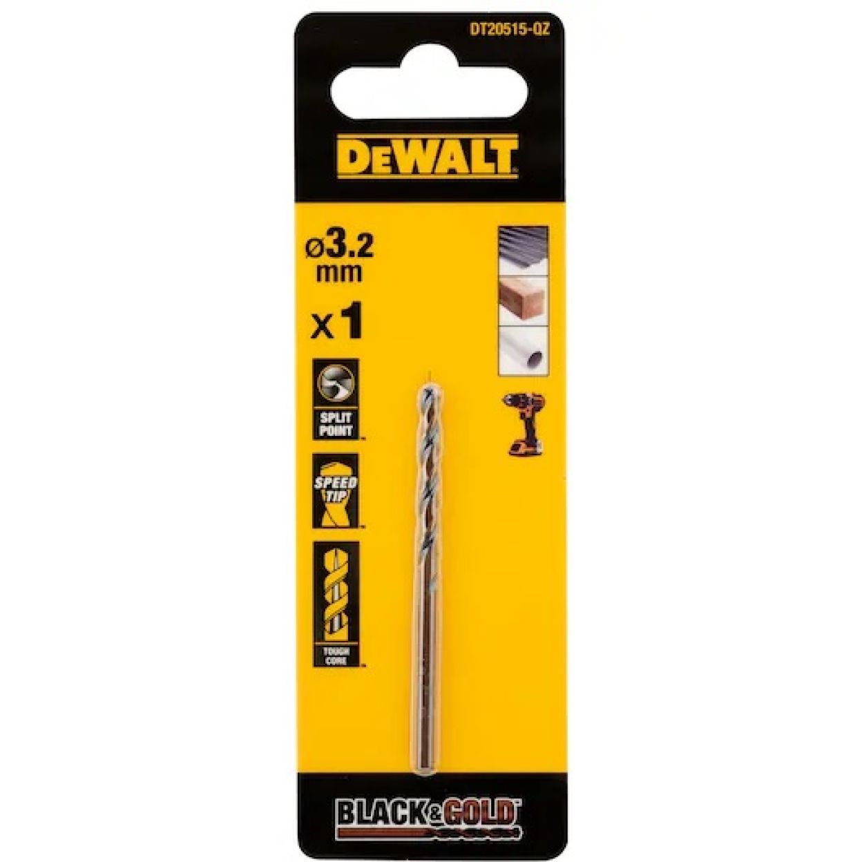 Сверло по металлу DEWALT DT20515, 3.2x36x65 мм, 1 шт. (DT20515-QZ)