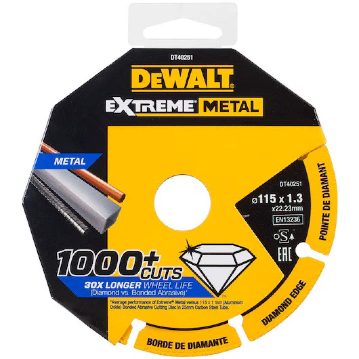 Диск алмазный DEWALT DT40251, по металлу, 115х22.23х1.3 мм, 1 шт. (DT40251-QZ)
