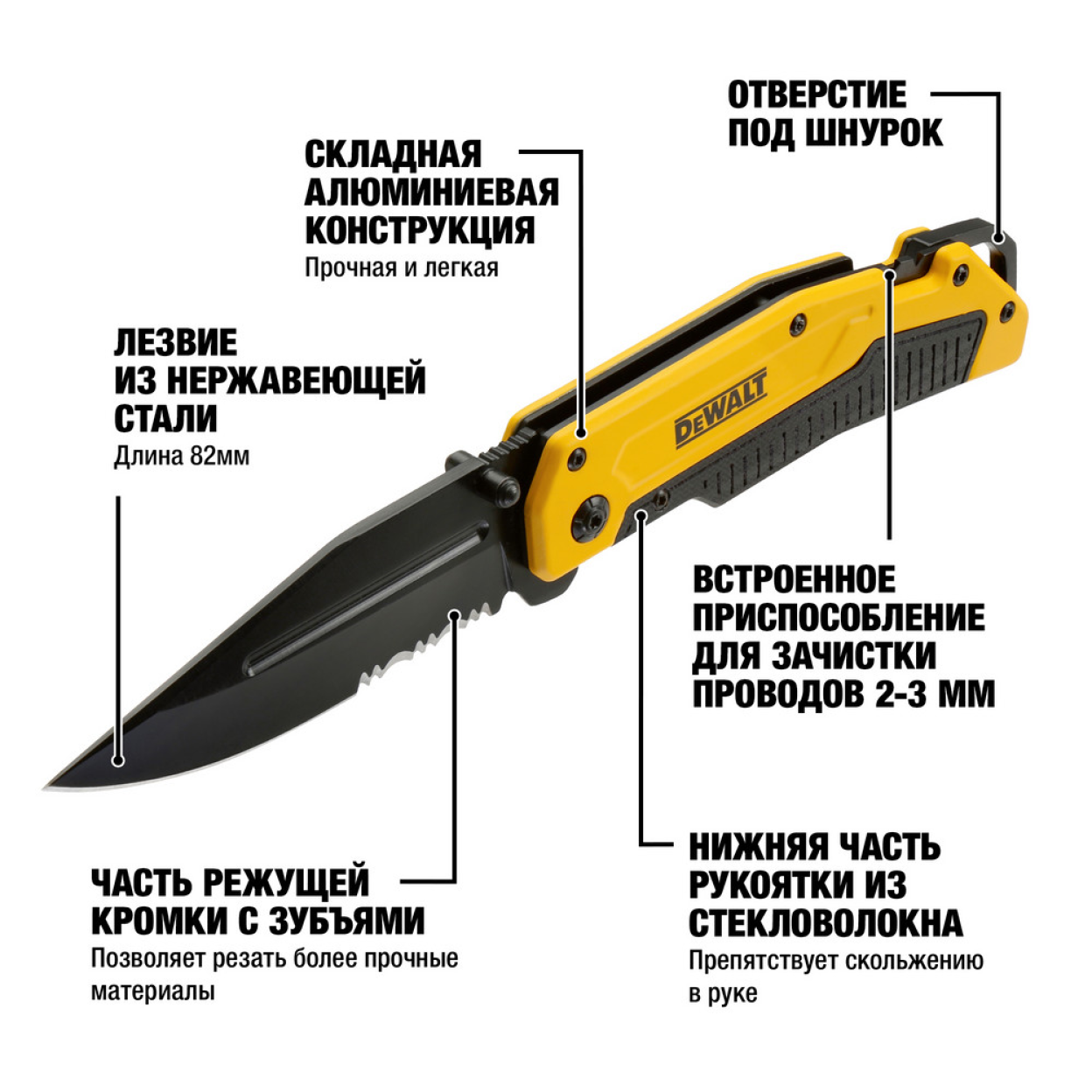Нож складной DEWALT DWHT0-10313, 8.2 см