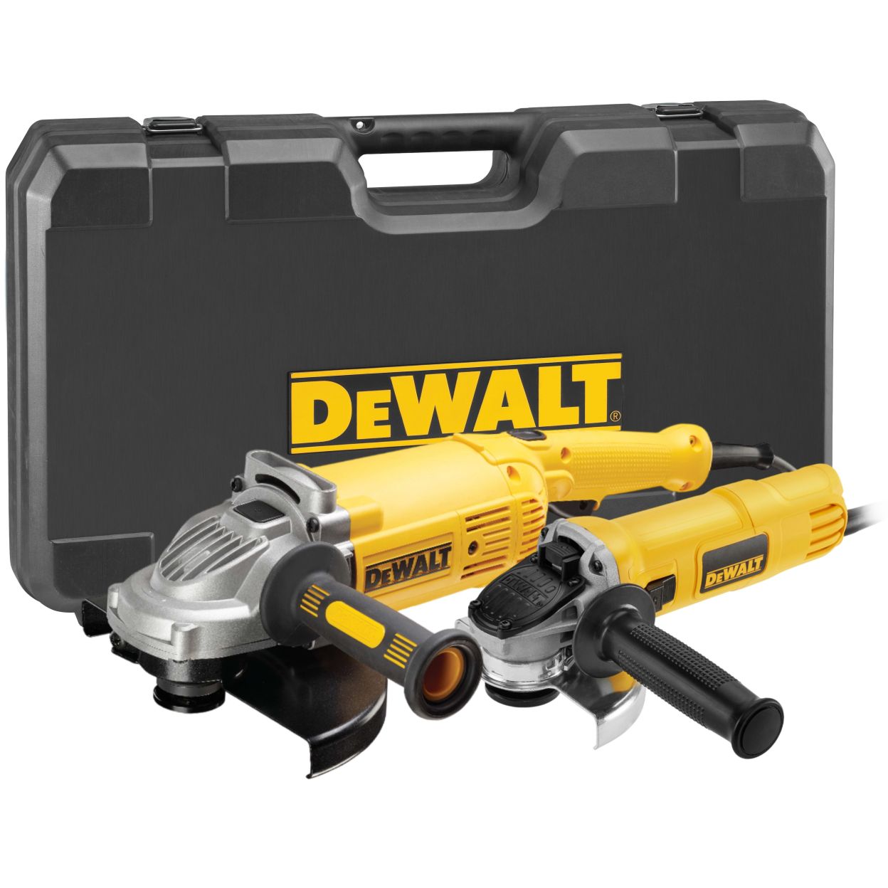 Набор угловых шлифмашин DEWALT DWE492TWIN2: DWE492, 2200 Вт, 230 мм + DWE4157, 900 Вт, 125 мм, в кейсе (DWE492TWIN2-QS)
