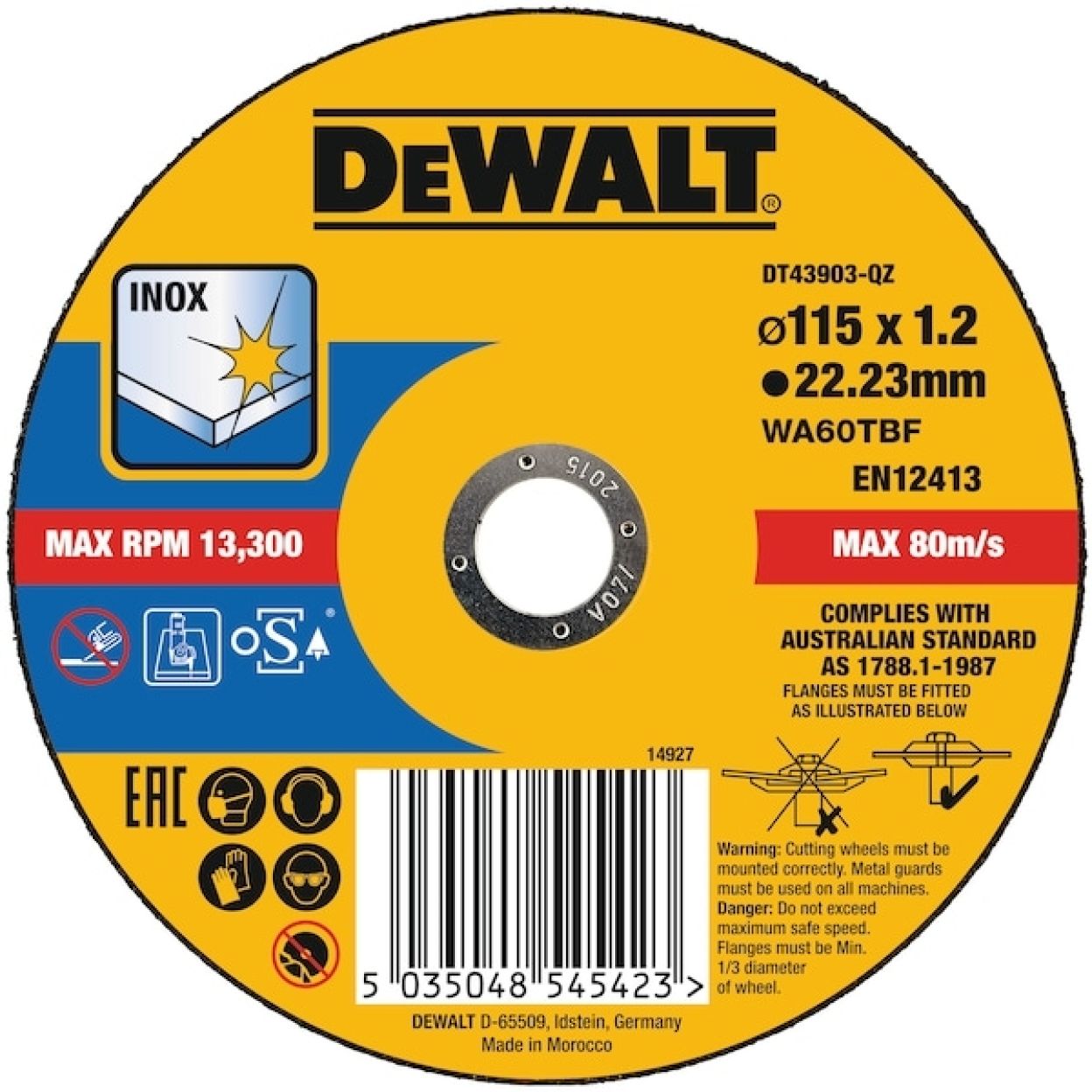 Диск отрезной DEWALT EXTREME, по металлу, 115х22.2х1.2 мм (DT43903-QZ)