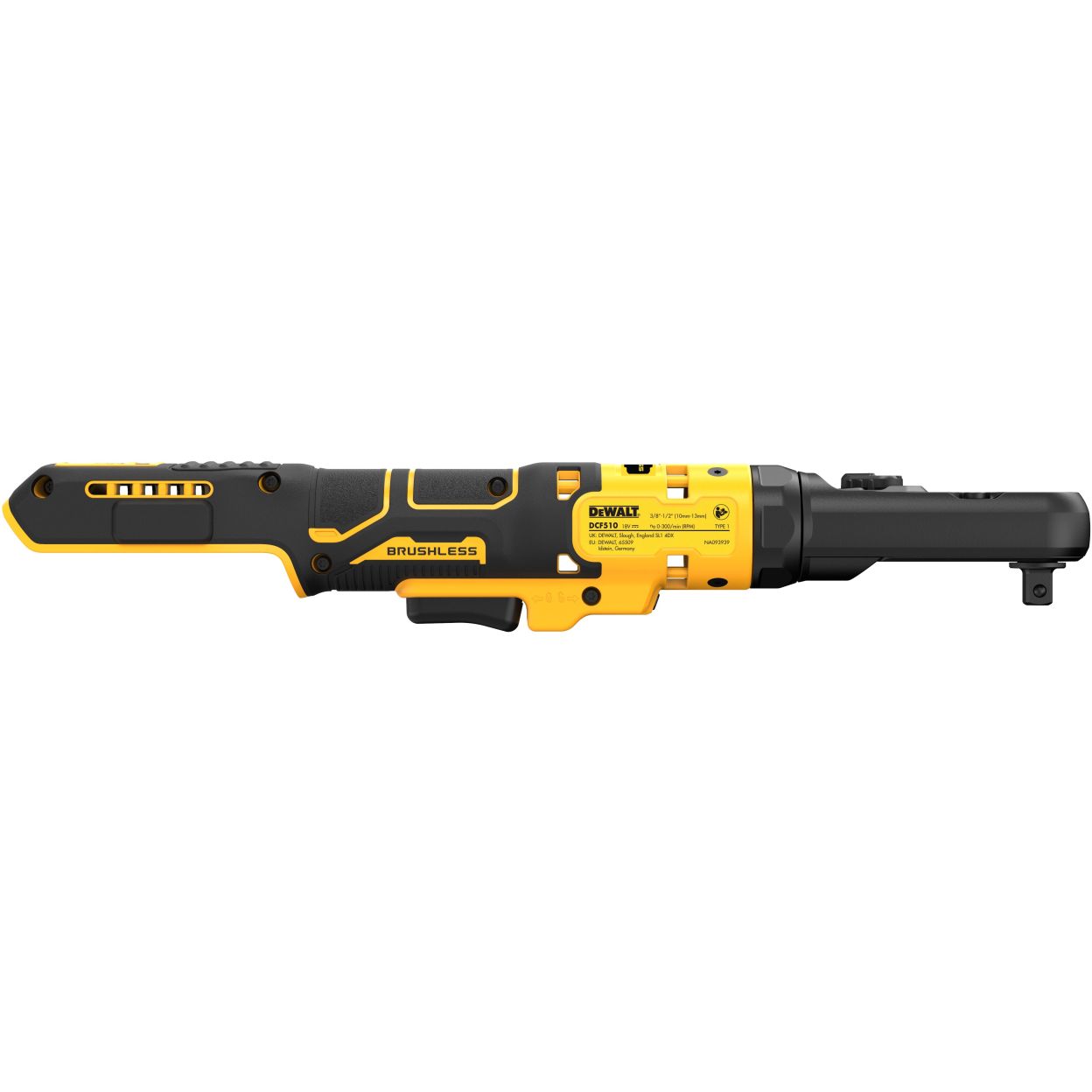 Аккумуляторный угловой гайковерт DEWALT DCF510E2G, с трещоткой, 18 В, 102 Нм, 300 об/мин, с 2 АКБ 1.7 Ач и ЗУ, в чехле (DCF510E2G-QW)