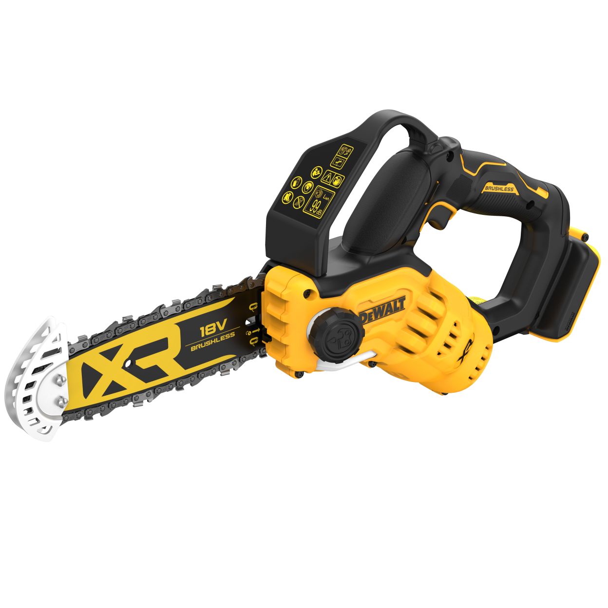 Аккумуляторный набор садовой техники DEWALT, 18 В: цепная пила DCMPS520 + сучкорез-высоторез DCMPS567, с АКБ 5 Ач и ЗУ