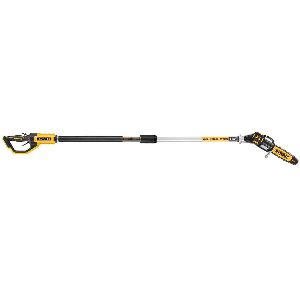 Аккумуляторный набор садовой техники DEWALT, 18 В: цепная пила DCMPS520 + сучкорез-высоторез DCMPS567, с АКБ 5 Ач и ЗУ