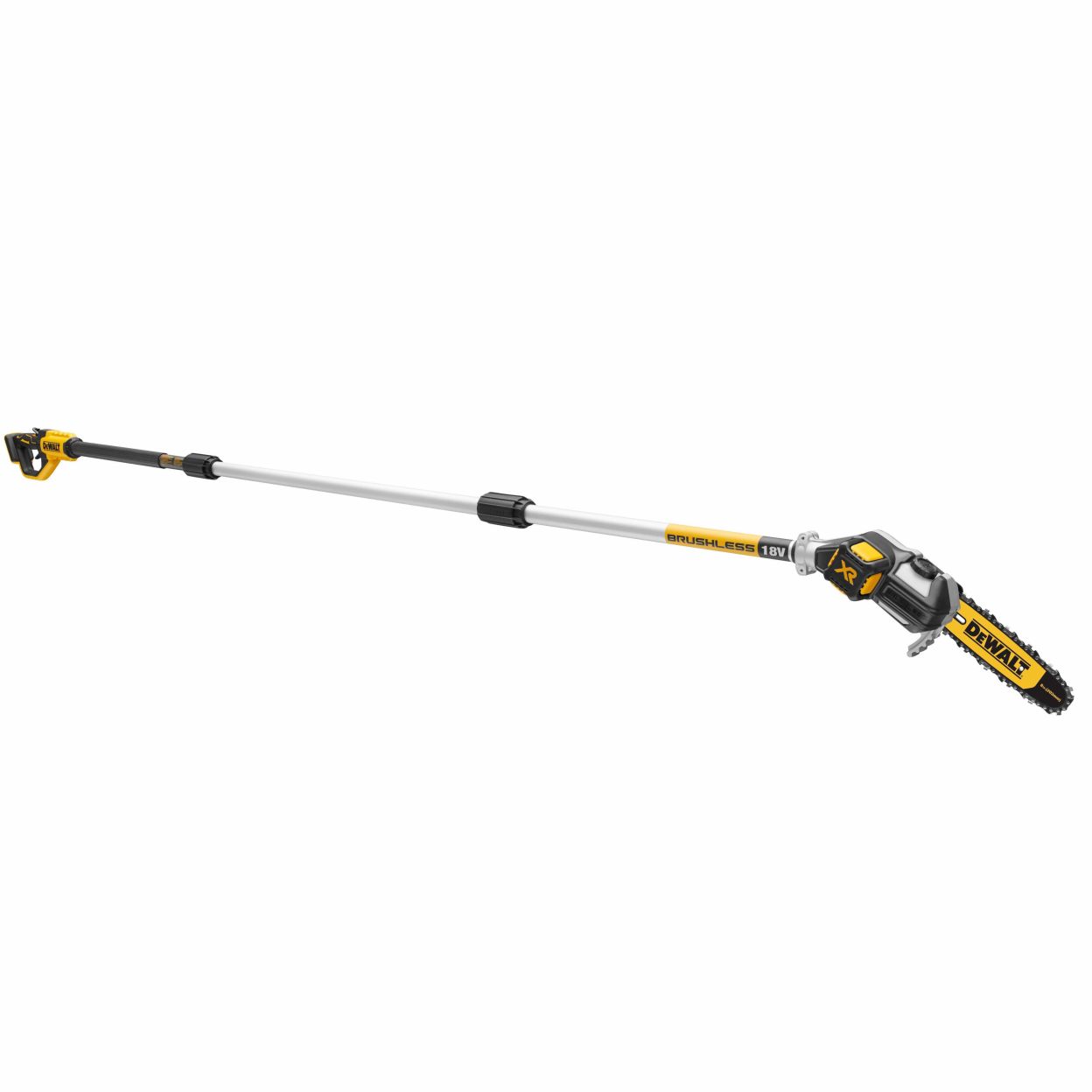 Аккумуляторный набор садовой техники DEWALT, 18 В: цепная пила DCMPS520 + сучкорез-высоторез DCMPS567, с АКБ 5 Ач и ЗУ