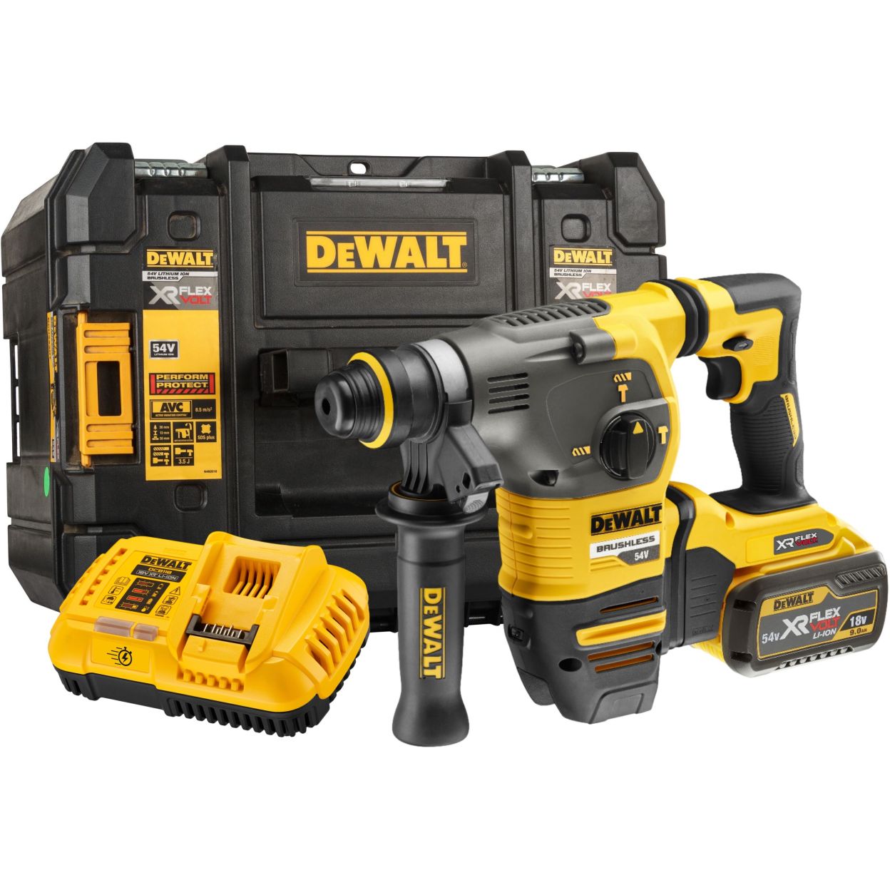 Аккумуляторный перфоратор DEWALT DCH333X1T, 54 В, 3.5 Дж, 4480 уд/мин, с АКБ 3 Ач и ЗУ, в кейсе TSTAK (DCH333X1NT-XJ)