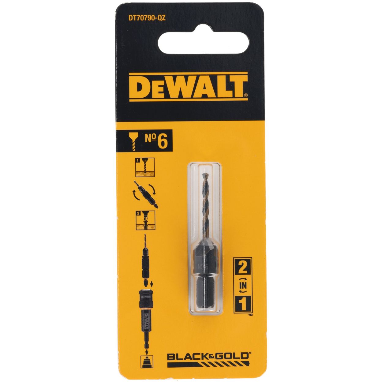 Пилотное сверло с зенкером DEWALT DT70790, №6, 2.38 мм (DT70790-QZ)