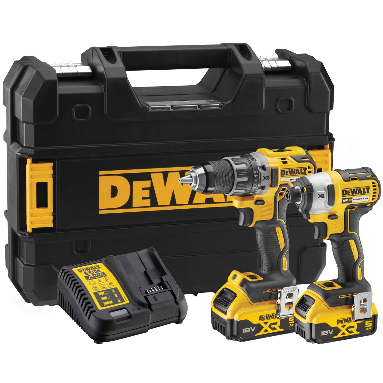 Аккумуляторный набор DEWALT DCK268P2T, 18 В: дрель-шуруповерт DCD791 + шуруповерт DCF887, с 2 АКБ 5 Ач и ЗУ, в кейсе TSTAK