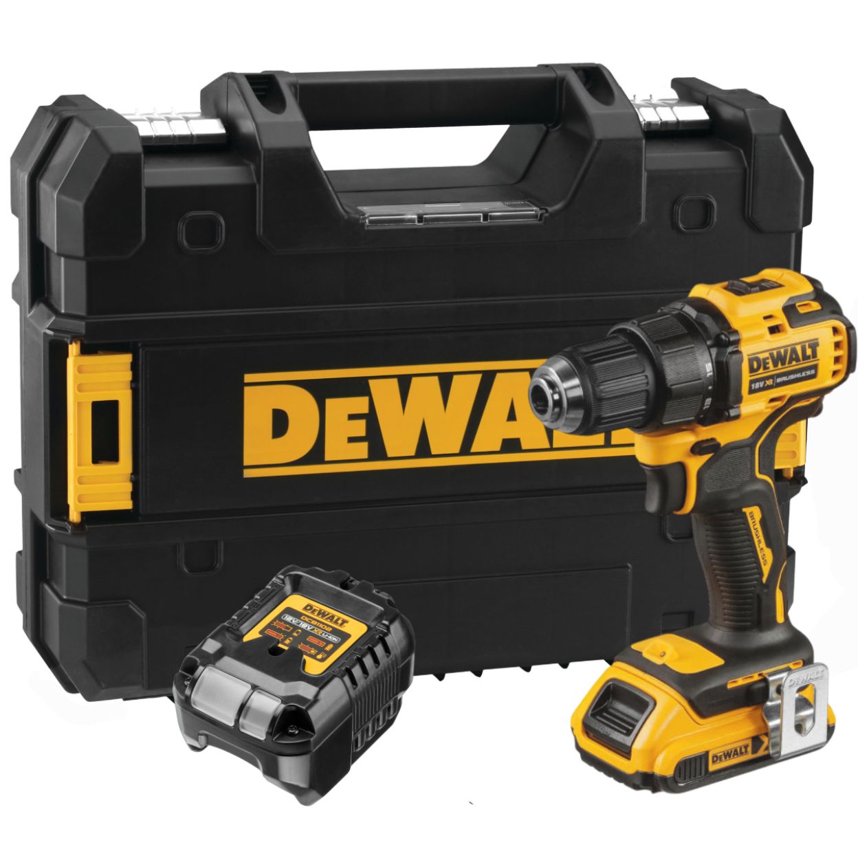 Аккумуляторная дрель-шуруповерт DEWALT DCD708D1T, 18 В, 1650 об/мин, с АКБ 2 Ач и ЗУ, в кейсе TSTAK (DCD708D1T-QW)