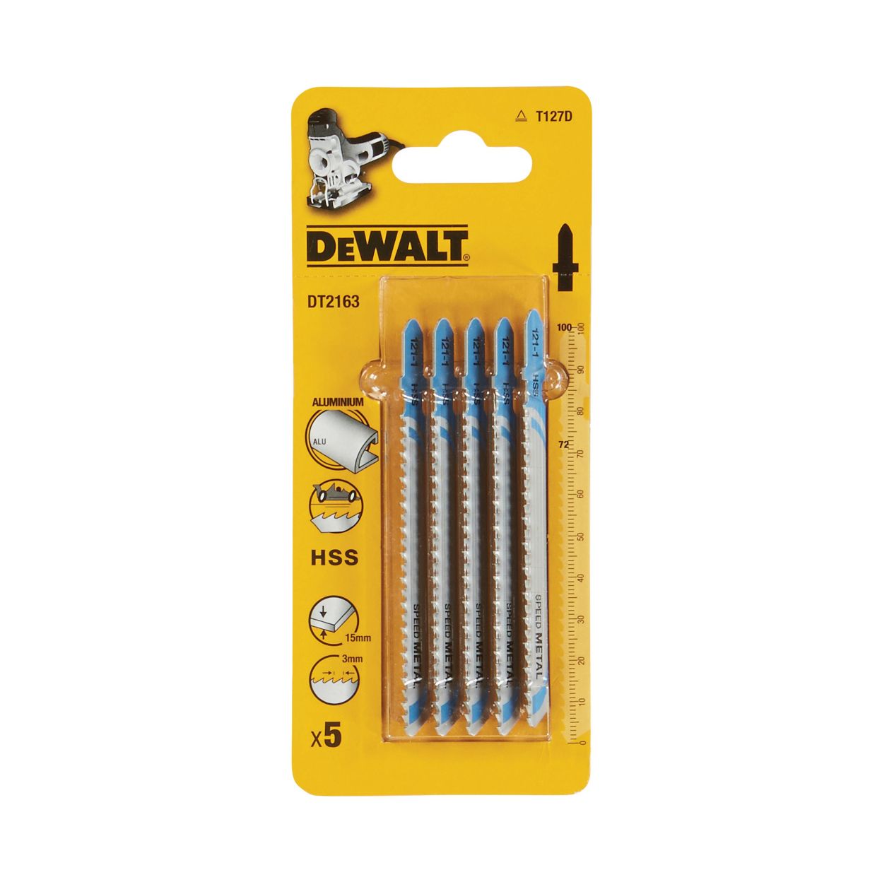 Пилка для лобзика DEWALT DT2163, по металлу HSS, 100 x 72 x 3 мм, T127D, 5 шт.